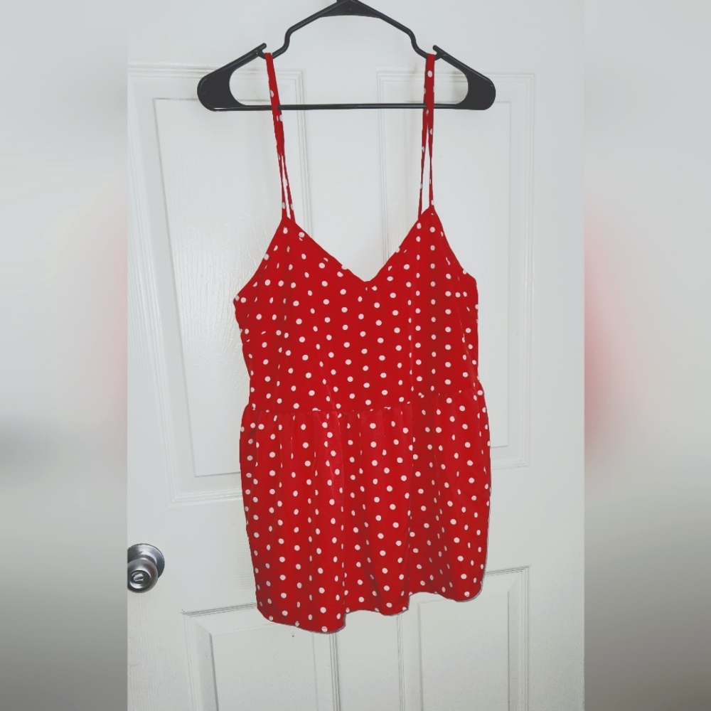 Red and white Polka dot top